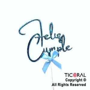 CAKE TOPPER FELIZ CUMPLE CELESTE X 1